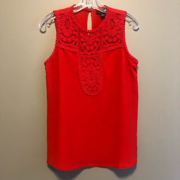 NWOT Halogen Red Lace & Crepe Top- XS - Picture 3 of 7